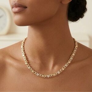 Gold XO Link Heart Choker Necklace - Women Jewelry